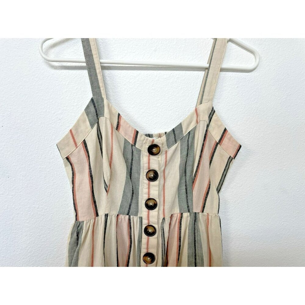 Shyanne Womens Sm Western Sundress Mini Linen Adjustable Straps Button Down - Picture 4 of 16